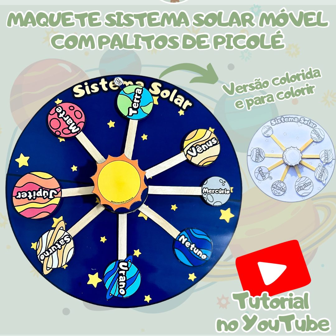 157-Maquete Sistema Solar móvel com palitos de picolé