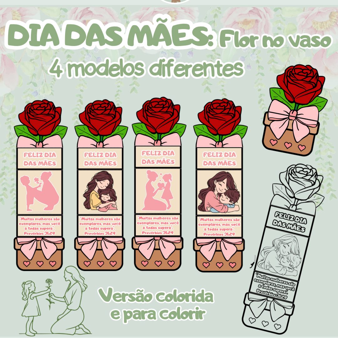 214-Dia das mães: Flor no vaso